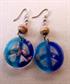 Art Glass Peace Sign Pierced Earrings Hippie Boho