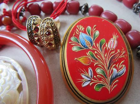 Vintage Red Jewelry Lot 