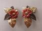 1980's Lucite Clip Floral Leaves Earrings ear Climbers  Fall Colors Drag Jewelry