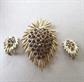 Vintage Brown Rhinestone Spikey Pin and Clip Earrings Set