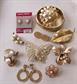 Vintage Jewelry Lot Pins Earrings Rhinestone Butterfly Etched Eangle