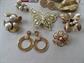 Vintage Jewelry Lot Pins Earrings Rhinestone Butterfly Etched Eangle