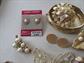 Vintage Jewelry Lot Pins Earrings Rhinestone Butterfly Etched Eangle