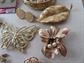 Vintage Jewelry Lot Pins Earrings Rhinestone Butterfly Etched Eangle