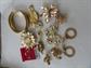 Vintage Jewelry Lot Pins Earrings Rhinestone Butterfly Etched Eangle