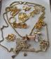 Vintage Gold Tone Jewelry Lot Pins Necklace Leaves Accorn Heart