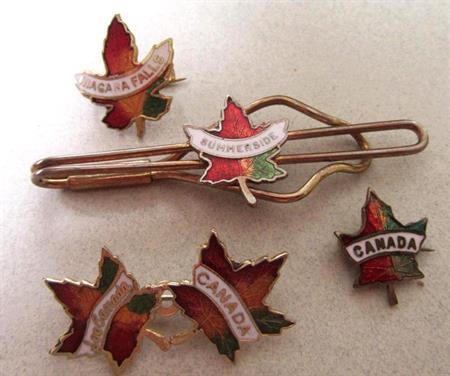 Vintage Maple Leaves Canada Souvenir Pin Lot and Tie Bar
