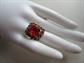 Vintage 1970's Red Rhinestone Adjustable Ring Renaissance Costume Accessories