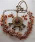 Vintage Bells Banjara  Necklace Agate or Carnelian Chip Stone Earrings Set