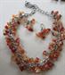 Vintage Bells Banjara  Necklace Agate or Carnelian Chip Stone Earrings Set