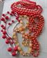 Vintage Orange and Red Lucite Necklaces Lot Crafting Beads Faux Pearls Destash Repurpose