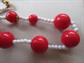 Vintage Orange and Red Lucite Necklaces Lot Crafting Beads Faux Pearls Destash Repurpose