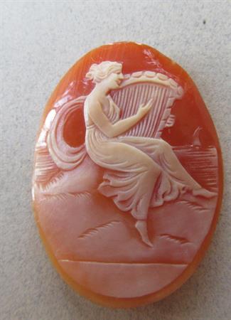 Vintage Carved Cameo Cabachon Women Playing Harp Jewelry Making Destash 