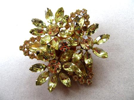 Citrine Rhinestone Pin Vintage Jewelry