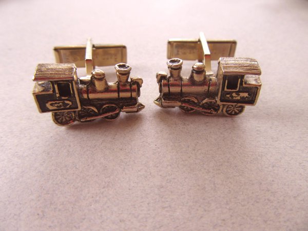 Vintage Locomotive Train Cufflinks Men's Jewelry 