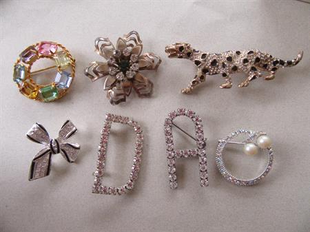 Vintage and Up Rhinestone Pin Lot Initials D and A 