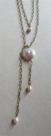 Sterling Silver Gold Washed Genuine Coin Pearl Necklace Fine Jewelry
