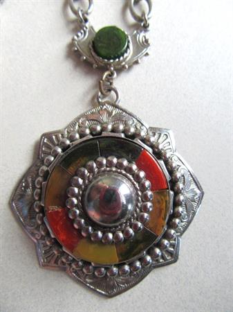 Vintage Bakelite Heraldic Style Pendant Necklace Germany 