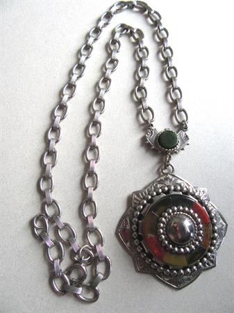 Vintage Bakelite Heraldic Style Pendant Necklace Germany 