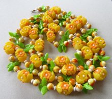 1960's Flower Beads Needs Clasp OR Restring Jewelry Making