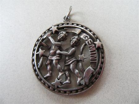 Vintage Gemini Pendant Zodiac Astrology May June Birthday