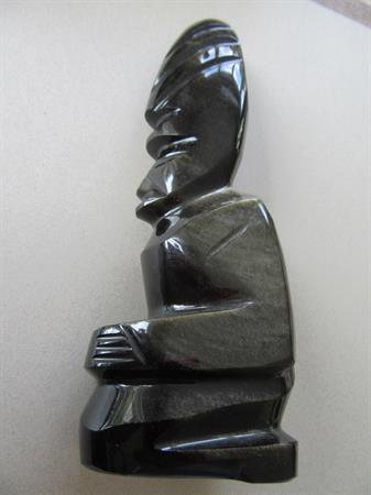Vintage Obsidian Tiki Statue Paper Wight Mayan