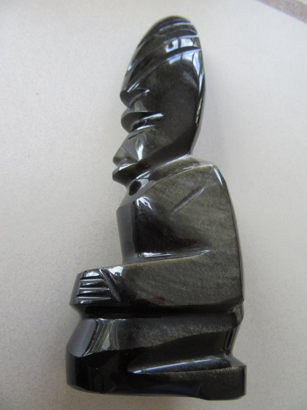 Vintage Obsidian Tiki Statue Paper Wight Mayan