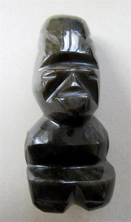 Vintage Obsidian Tiki Statue Aztec Mayan