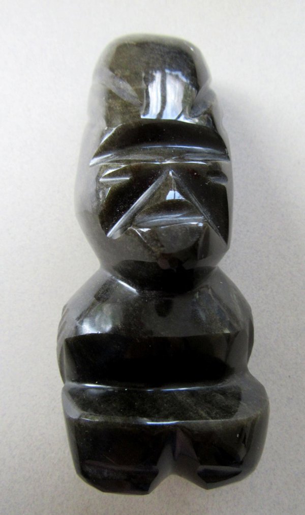 Vintage Obsidian Tiki Statue Aztec Mayan