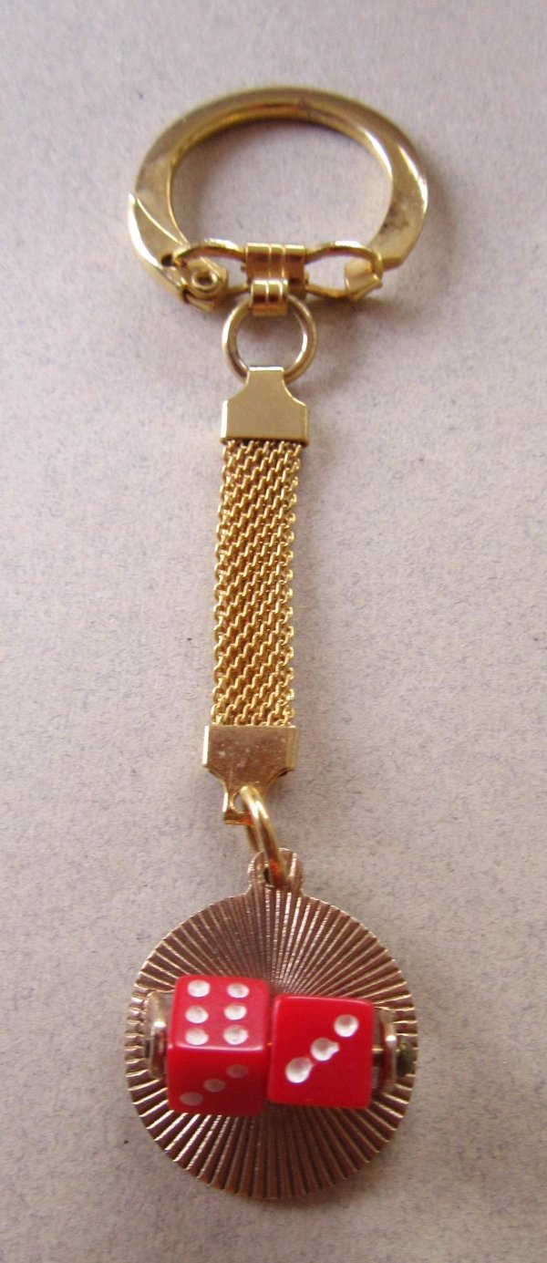 Vintage Spiining Dice Key Ring Gambling Craps Casino