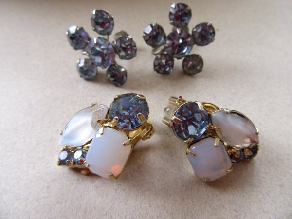 Vintage Rhinestone Earrings 1950's Jewelry