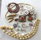 1920's and Up Jewelry Parts Lot Destash Carved Beads Doo Dads