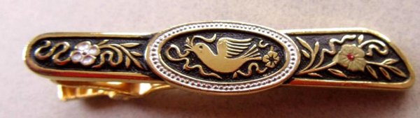 Vintage Toledoware Bird Tie Bar Clasp Mens Jewelry 