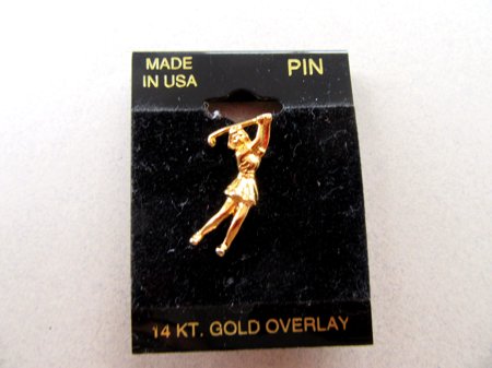 Vintage Lady Golfer Tac Pin 14k Overlay Never Worn Golfing