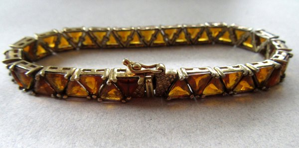 Sterling Silver Gilt Gemstone Bracelet 