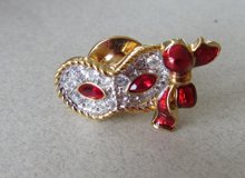 Swavroski Crystal Mardi Gras Mask Pin