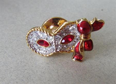 Swavroski Crystal Mardi Gras Mask Pin