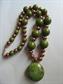 Bakelite Pendant Necklace Copper Beads Restrung
