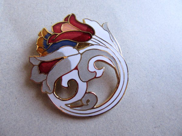 Vintage Cloisonné Floral Pin 