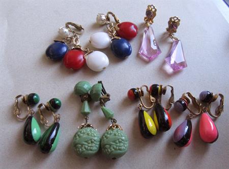 Vintage Mod clip Earrings Lot 
