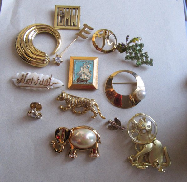 Vintage Brooch Lot Figural Pins Brooches