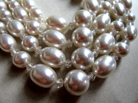Vintage Faux Pearl Multi Strand Necklace 1950's Jewelry