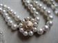 Vintage Faux Pearl Crystal Necklace 1950's Jewelry