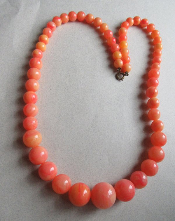 Orange Swirl Lucite Necklace Vintage Jewelry