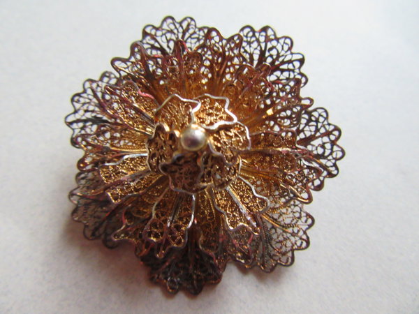 Vintage Gilt Spun Silver Pin Brooch 