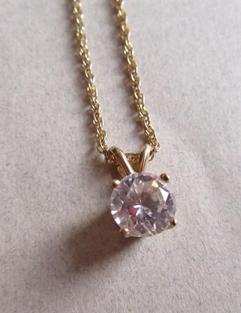 One Carat Faux Diamond Solitaire Pendant Travel Safe Jewelry