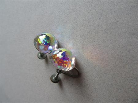Vintage Disco Ball Crystal Earrings Scew Backs