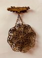 Vintage 1930's Glass Hanging Medallion Pin Brooch