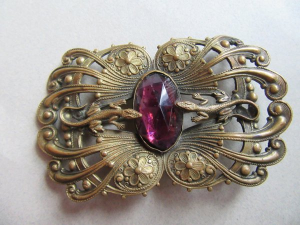 Antique Art Nouveau George Steere ? Lizard  Sash Brooch Pin