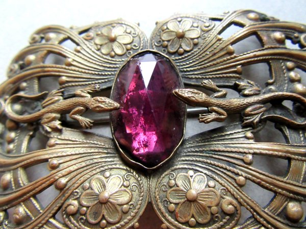 Antique Art Nouveau George Steere ? Lizard  Sash Brooch Pin